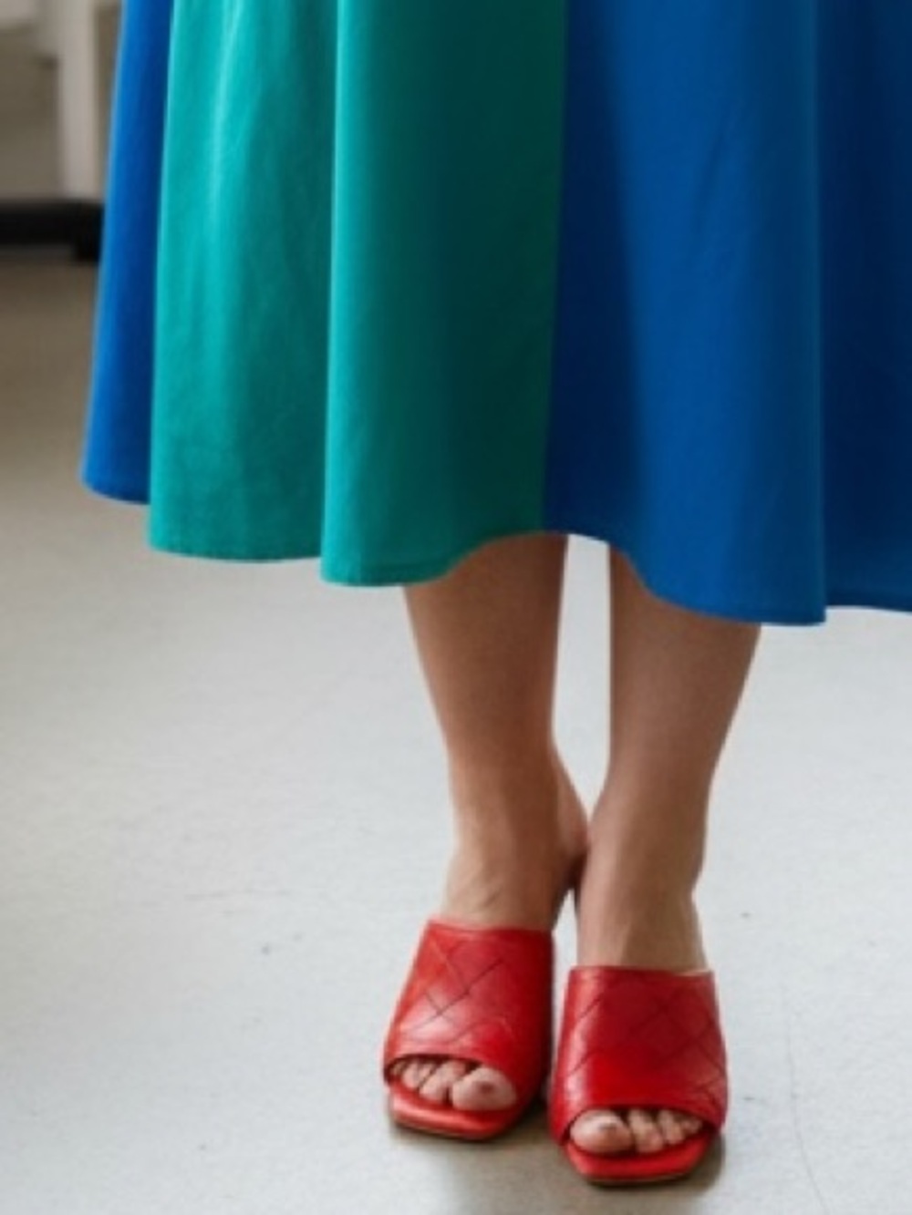 Vince Camuto Quilted Red Open-Toe Mule Heels - Picture 2 of 7